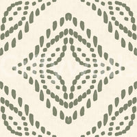 Gentle olive marks layered onto cream in Block Ornament wallpaper 