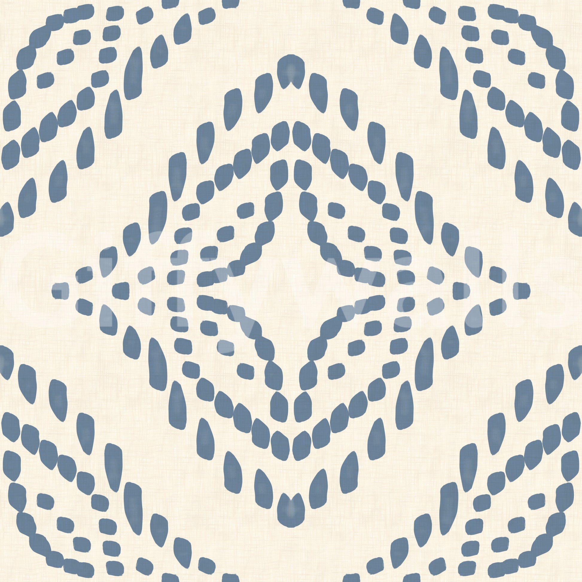 Outer dot rows frame the larger diamond shape on this textile-look boho wallpaper., GD9678
