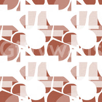 Bold rectangles meet curved arcs in a terracotta geometric wallpaper composition., GD9690