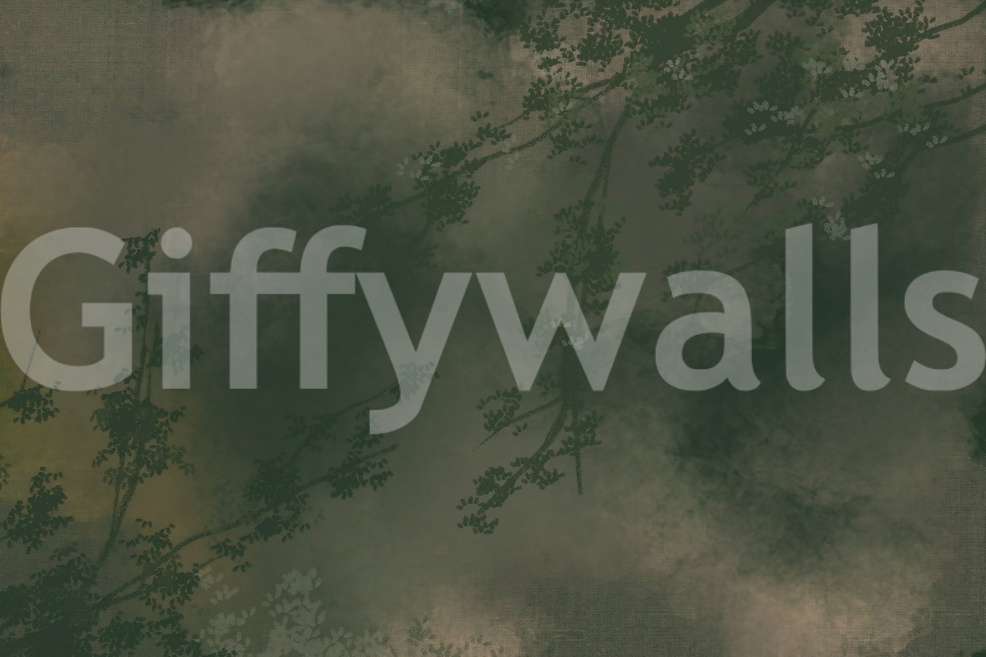 Verdant Mist forest wall mural with warm ochre undertones and dark green foliage