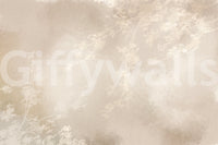 Abstract landscape wallpaper with watercolour-style botanical foliage in cream beige