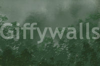 Deep forest green canopy in emerald canopy mist forest dark wall mural, GD9698
