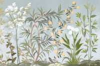 Trailing foliage and botanical detail in the oriental garden wall mural, GD9722
