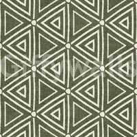 Bold geometric triangle pattern on a moss green mudcloth wallpaper in flat cream, GD9723