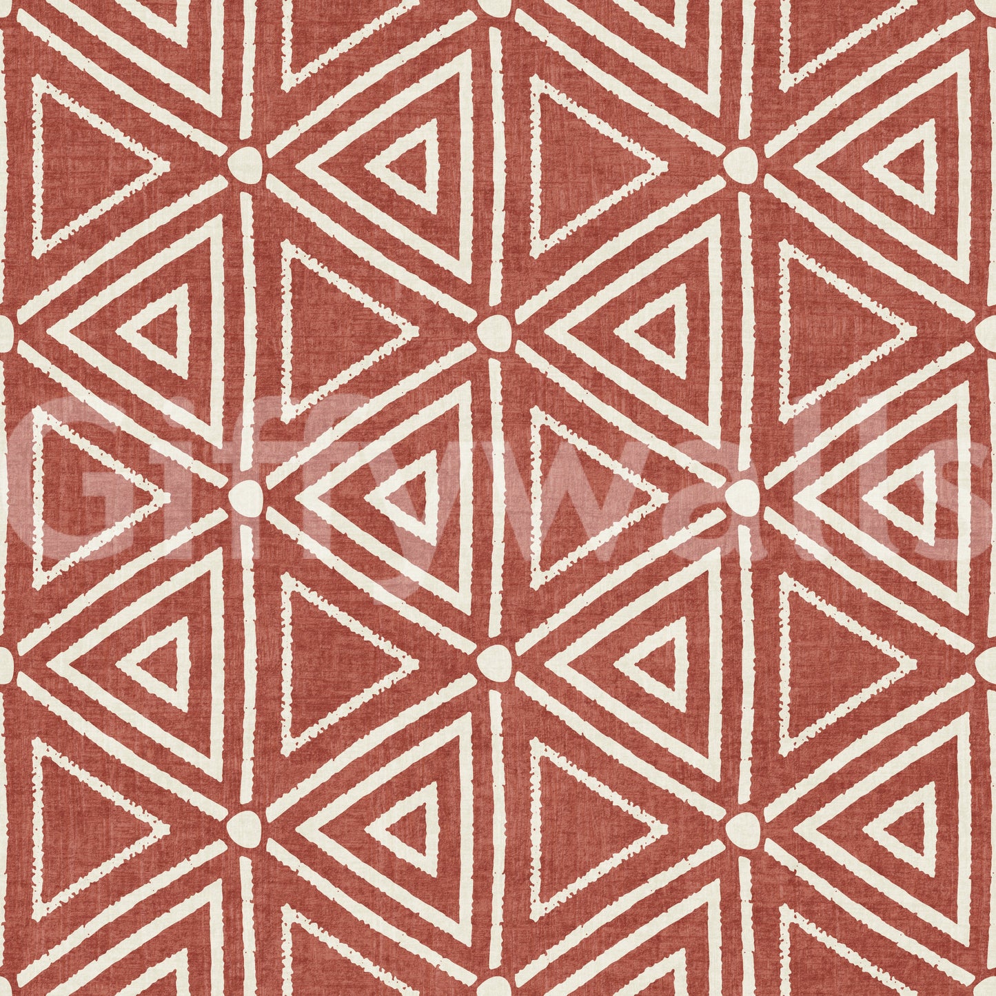 Three triangles share a single dot in the hexagonal grid of this mudcloth wallpaper., GD9724