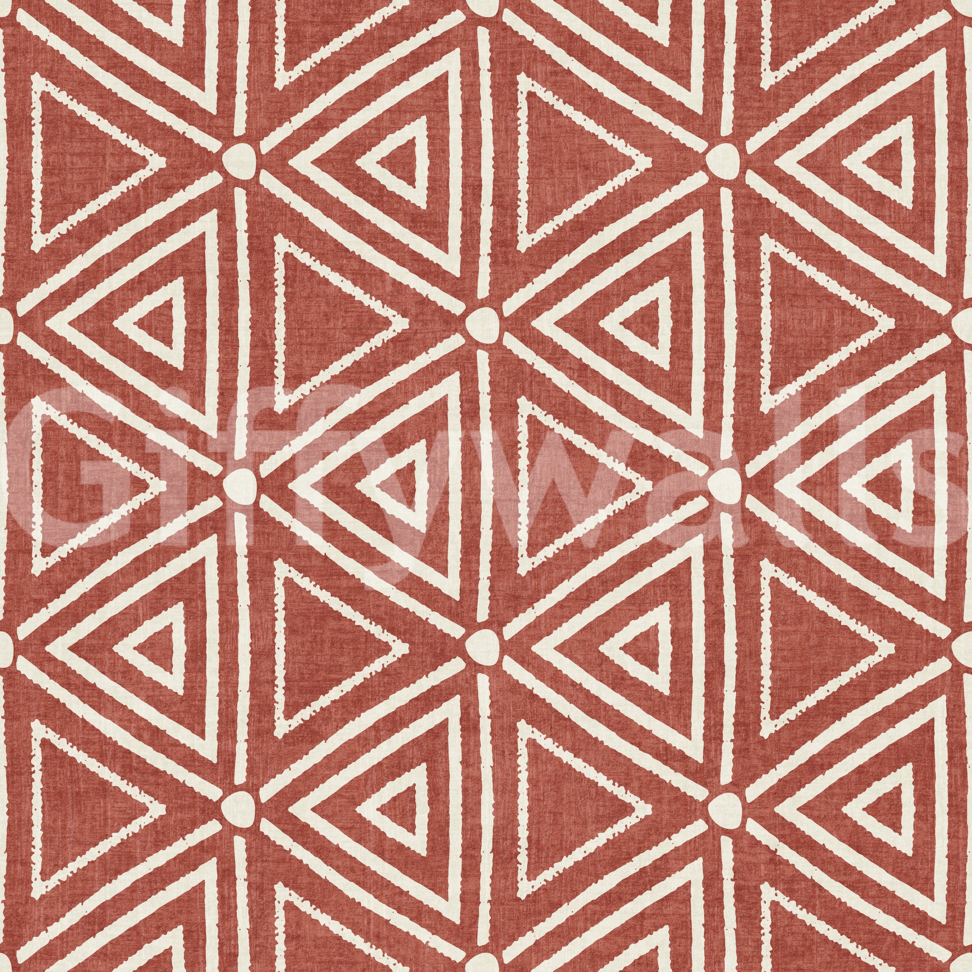 Three triangles share a single dot in the hexagonal grid of this mudcloth wallpaper., GD9724