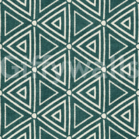Six-way junction mudcloth wallpaper with cream triangles set on a dark teal base, GD9725
