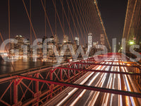 Cable stays and trusses framing Manhattan in the City Pulse wall mural