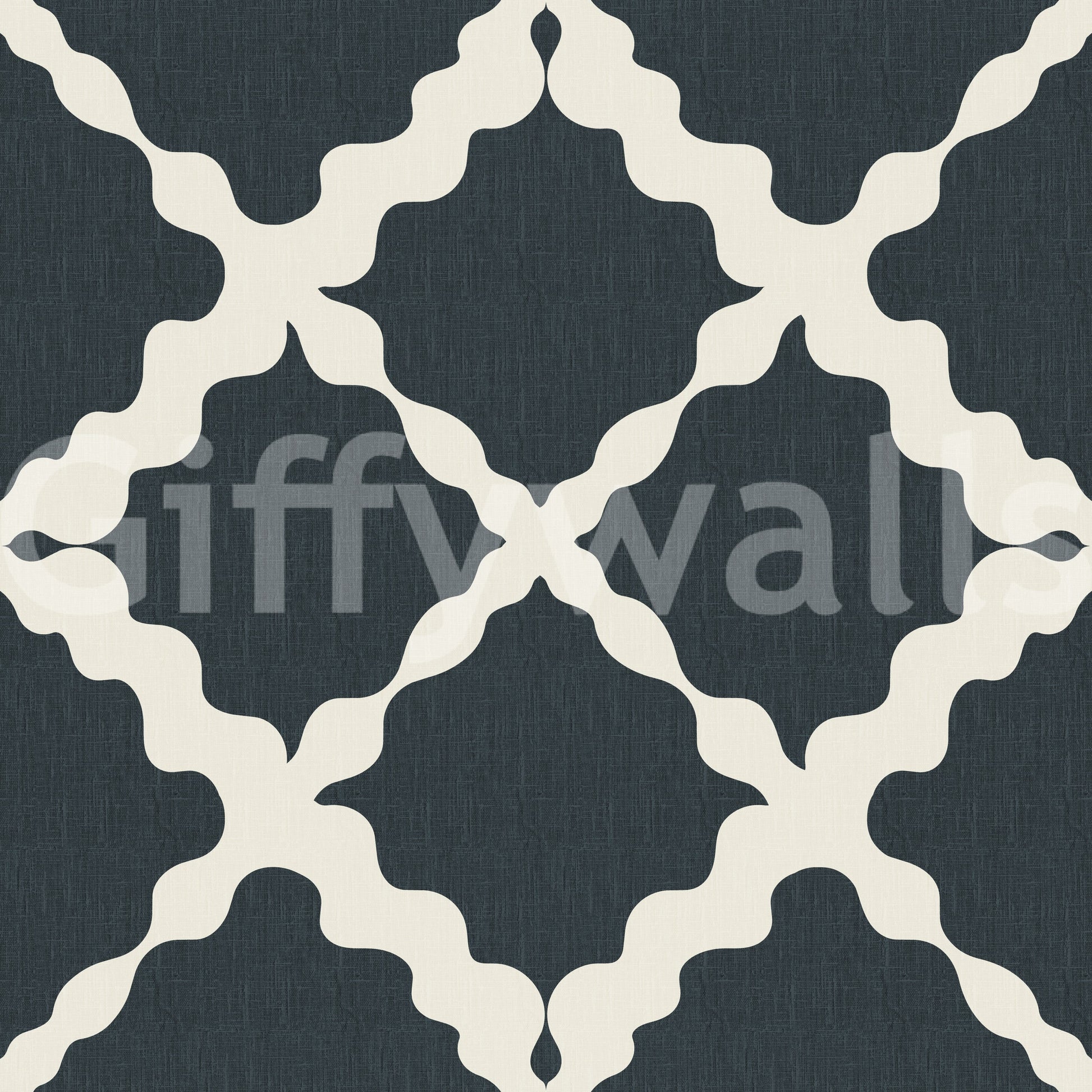 Charcoal cream trellis lattice geometric pattern wallpaper. 