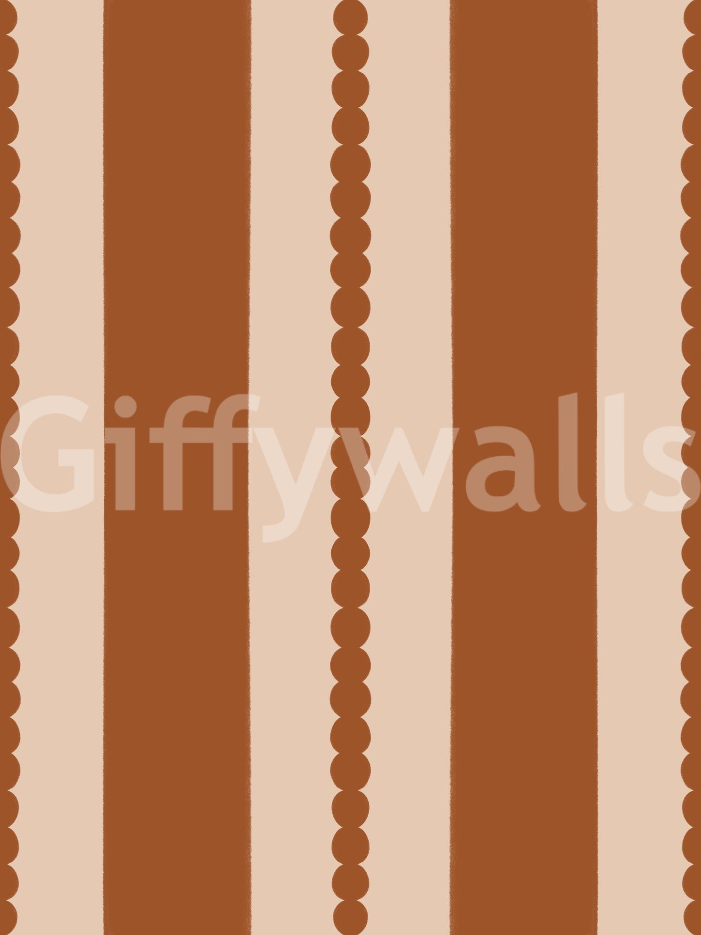 Warm earth terracotta and cream stripe pattern with scalloped edge on wallpaper base., GD9791
