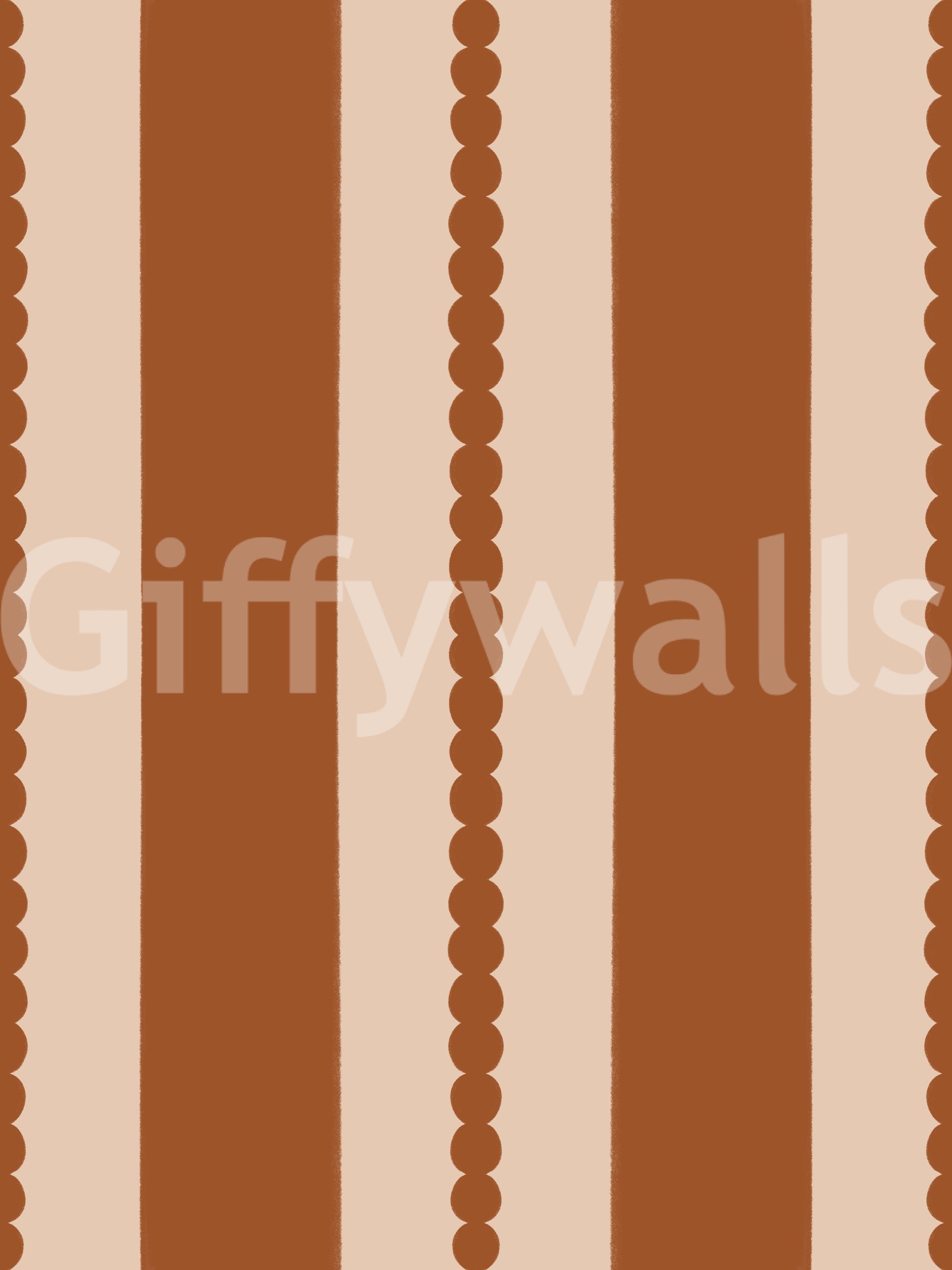 Warm earth terracotta and cream stripe pattern with scalloped edge on wallpaper base., GD9791