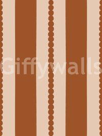 Warm earth terracotta and cream stripe pattern with scalloped edge on wallpaper base., GD9791