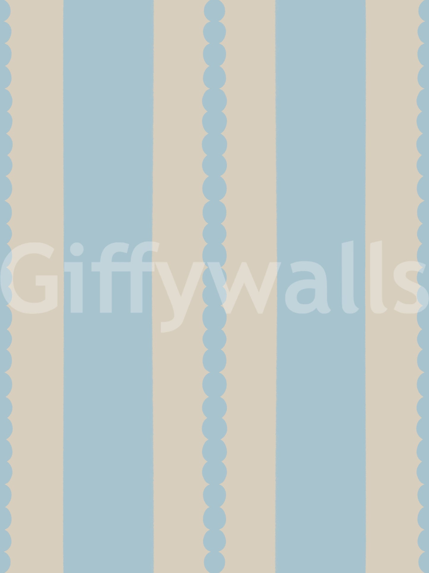Scalloped stripe wallpaper swatch in powder blue and sand beige., GD9792