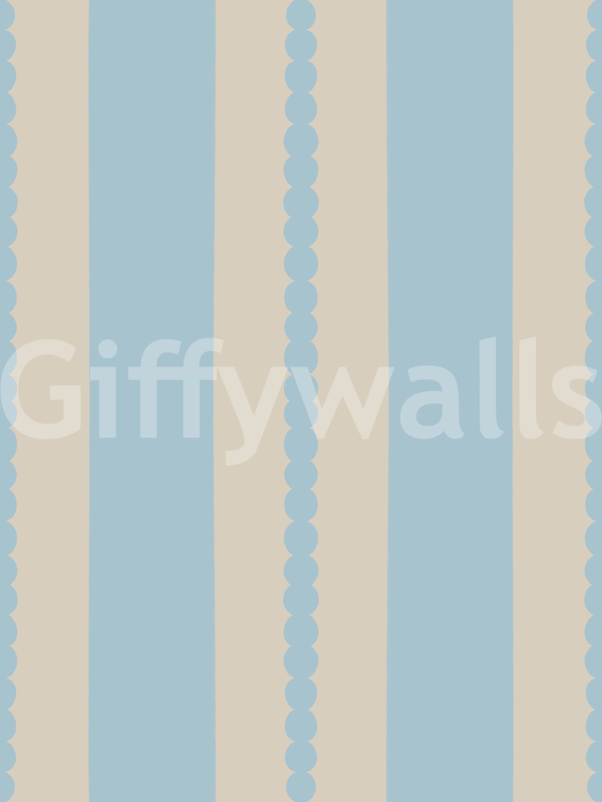 Scalloped stripe wallpaper swatch in powder blue and sand beige., GD9792