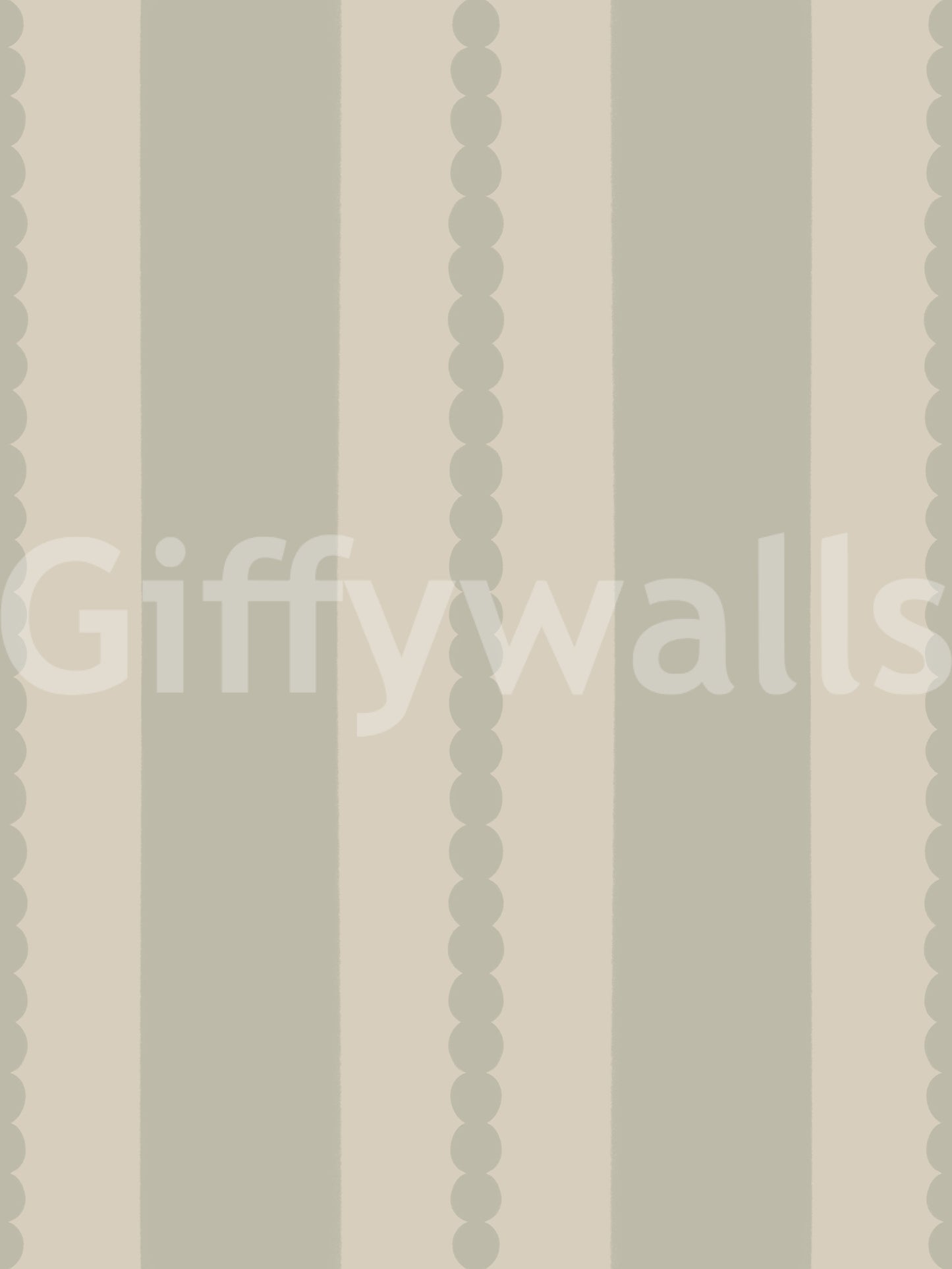 Scallop dot stripe wallpaper pattern in sage green and cream., GD9793
