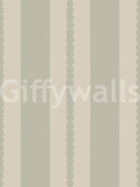 Scallop dot stripe wallpaper pattern in sage green and cream., GD9793