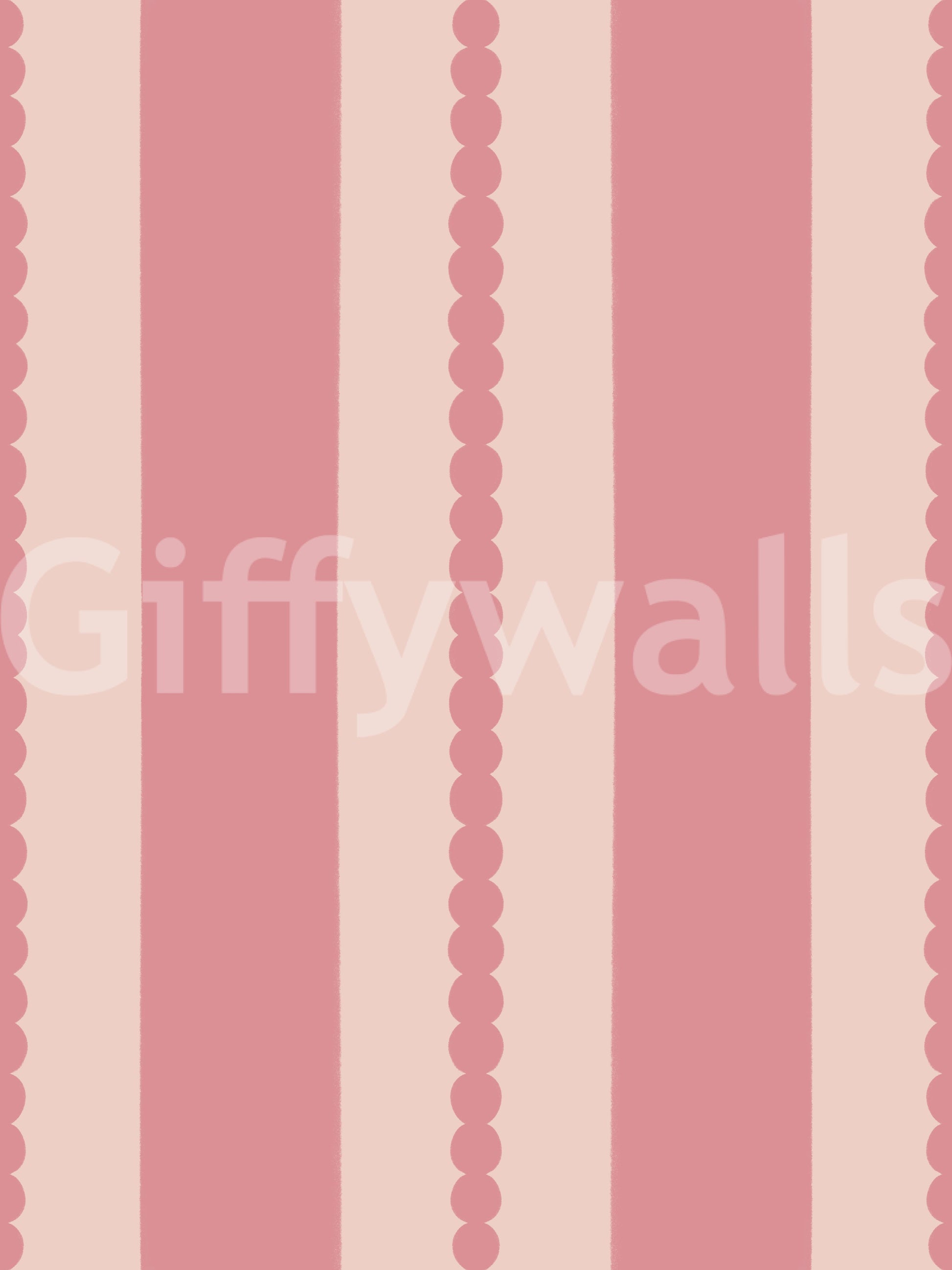 Blush Scallop Stripes Wallpaper base pattern in two-tone pink with scallop dot detail.