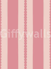 Blush Scallop Stripes Wallpaper base pattern in two-tone pink with scallop dot detail.
