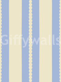 Scalloped Sky Stripes Wallpaper base pattern in blue and cream.