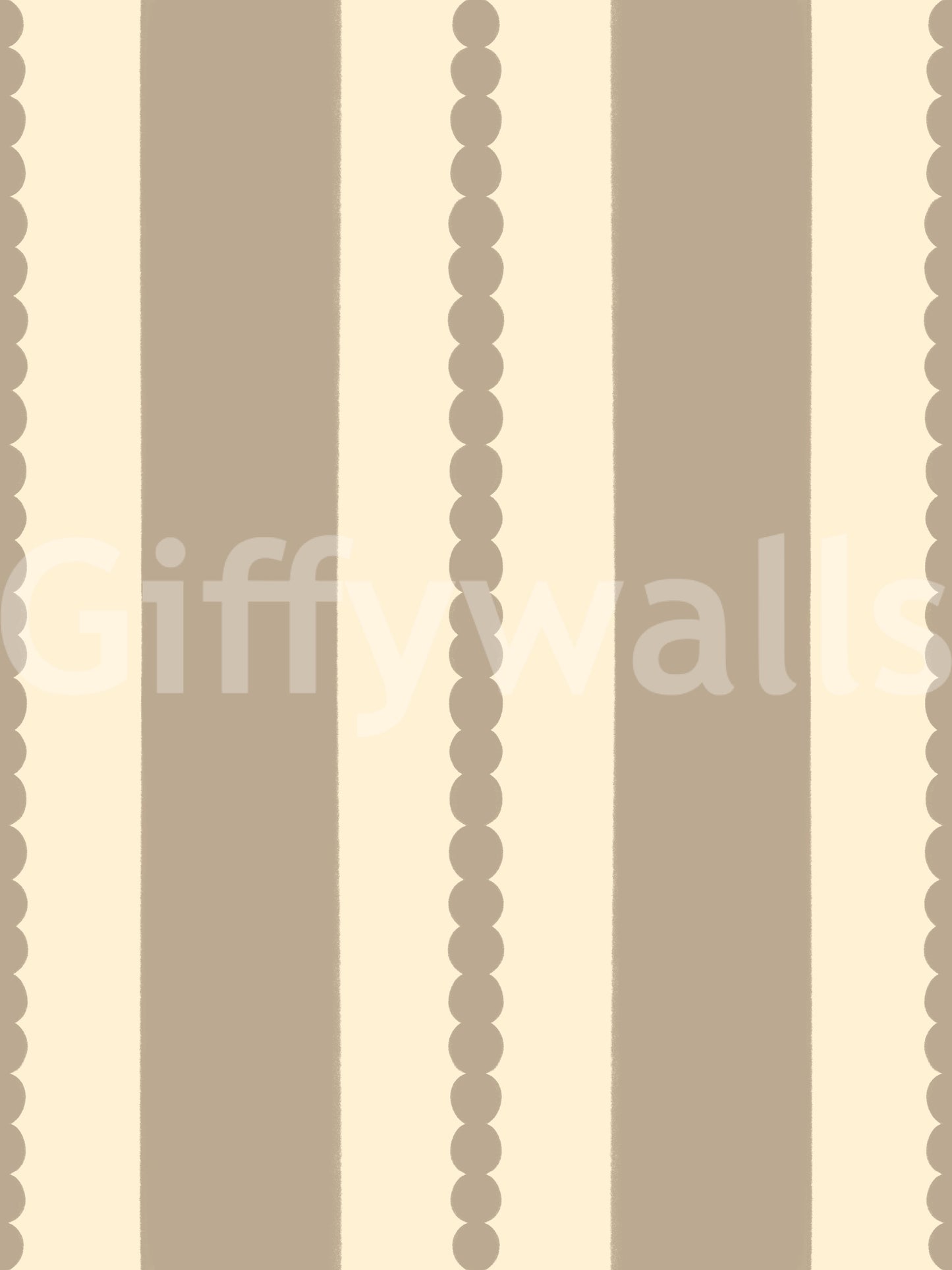 Beige scallop dot stripe repeat wallpaper pattern swatch.