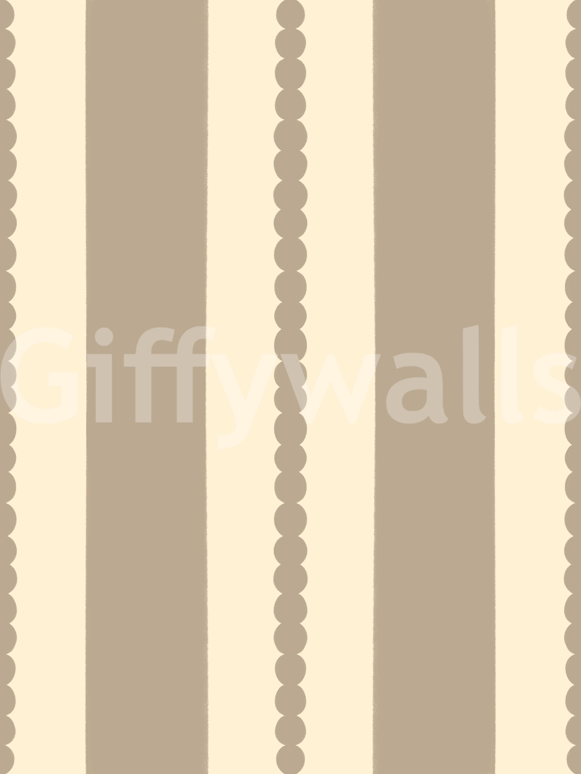Beige scallop dot stripe repeat wallpaper pattern swatch.