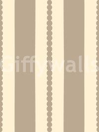 Beige scallop dot stripe repeat wallpaper pattern swatch.