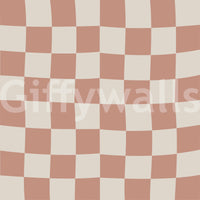 Distorted checkerboard wallpaper in peach cream tones swatch., GD9801