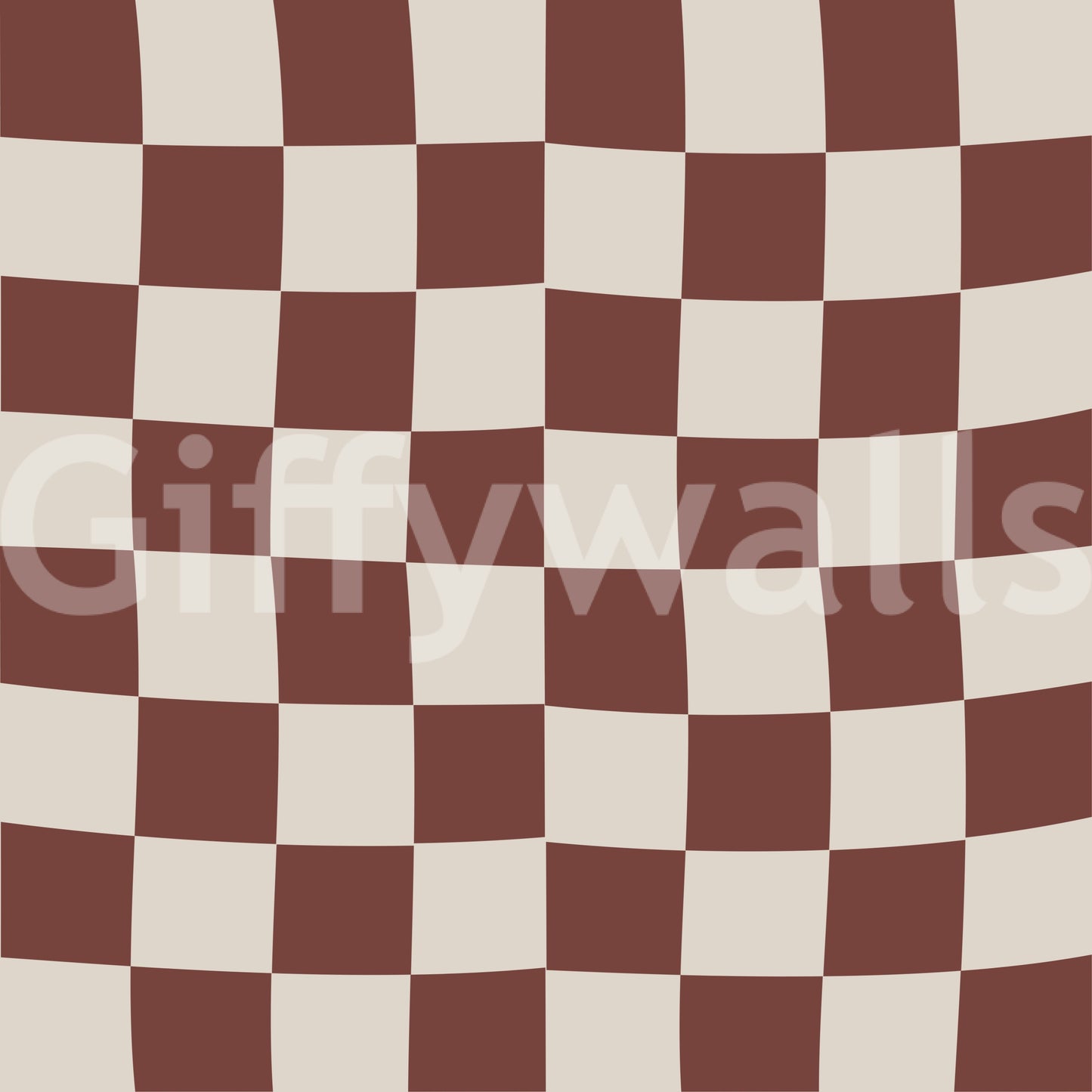 Wavy checkerboard pattern wallpaper base tile in brown and cream., GD9802