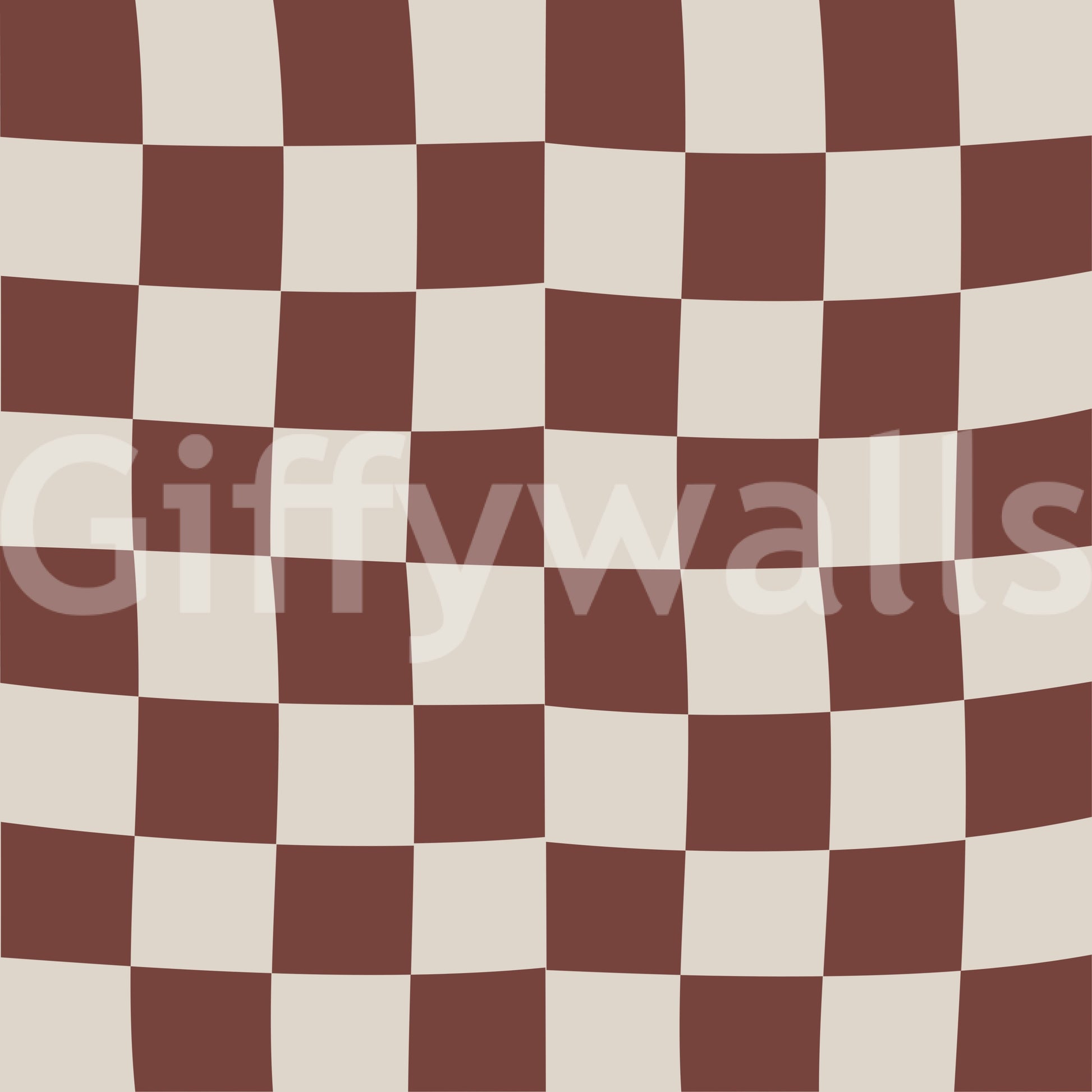 Wavy checkerboard pattern wallpaper base tile in brown and cream., GD9802