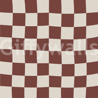 Wavy checkerboard pattern wallpaper base tile in brown and cream., GD9802
