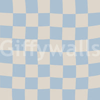 Azure and beige check wave wallpaper base pattern swatch., GD9803