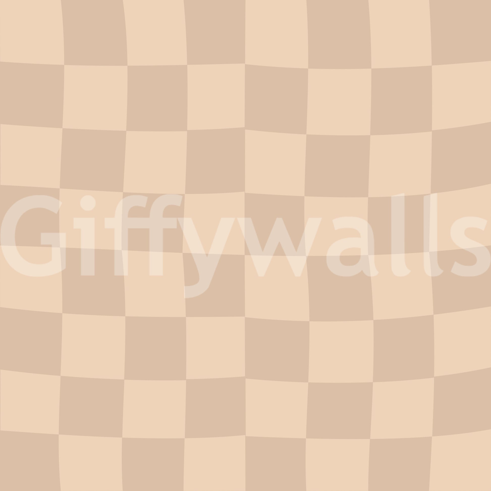 oft distorted checkerboard wallpaper in cream and tan shades.