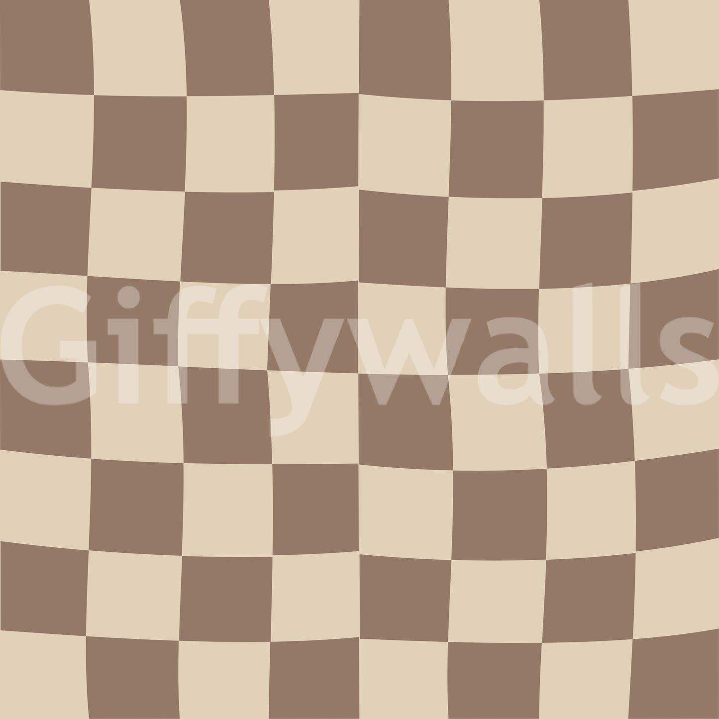 Beige and brown wavy check repeat pattern wallpaper.