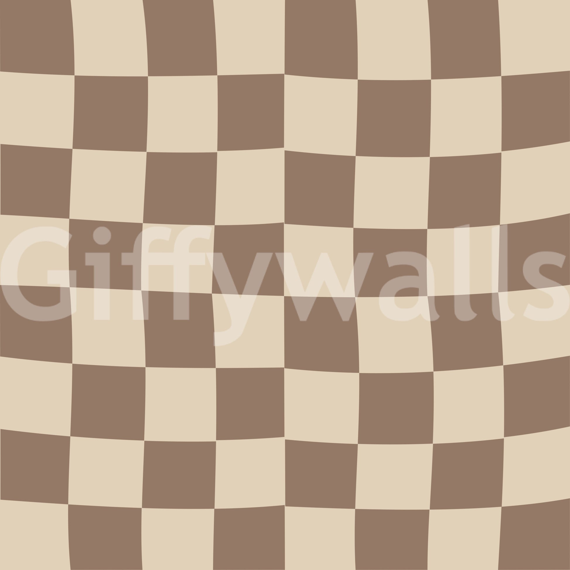 Beige and brown wavy check repeat pattern wallpaper.