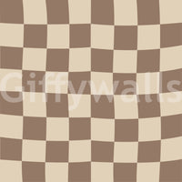 Beige and brown wavy check repeat pattern wallpaper.