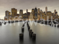 NYC Urban Glow Wall Mural with evening light reflected on calm water., GD9868