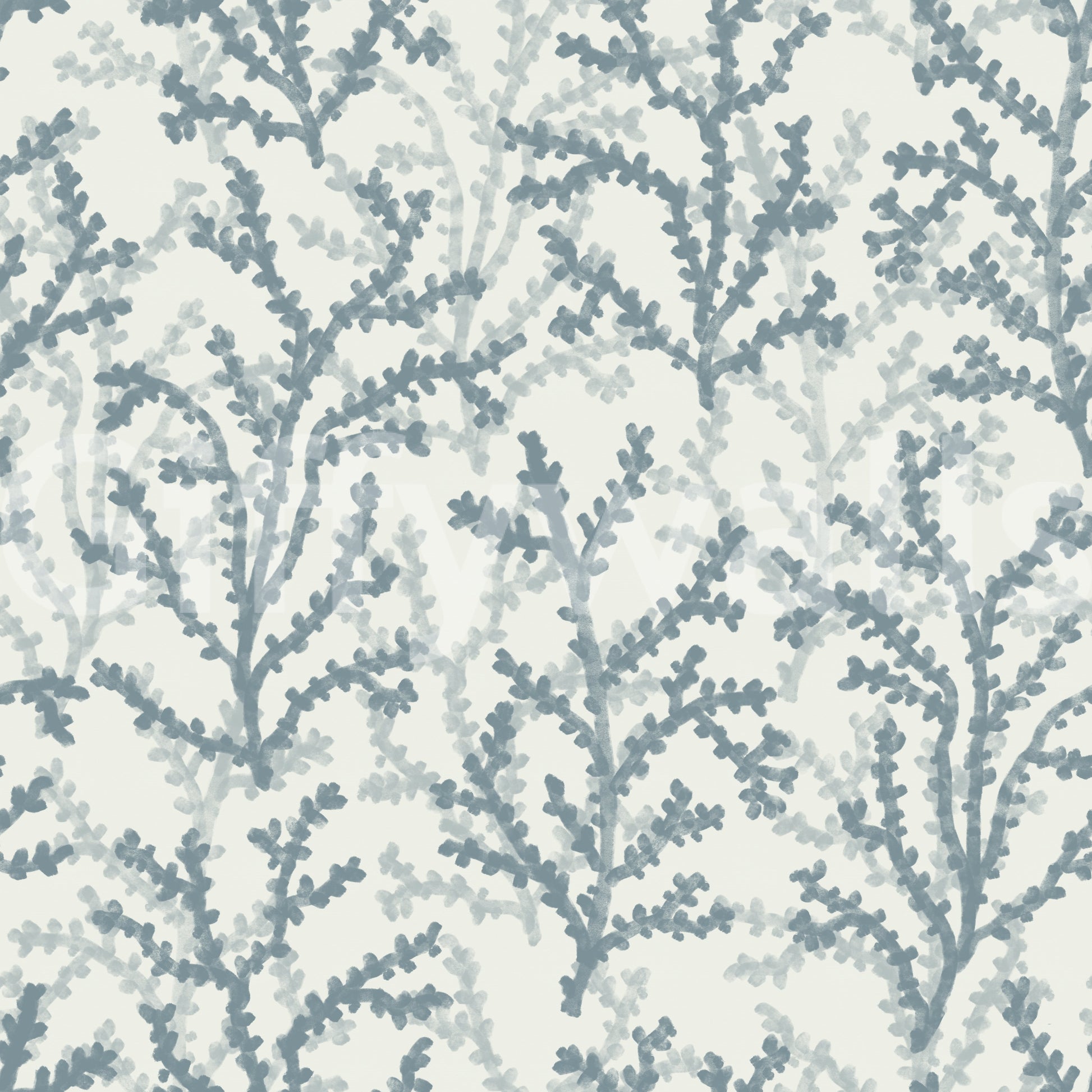 Painted Coraline Slate Gray Wallpaper showing slate grey branches on light background., GD9877