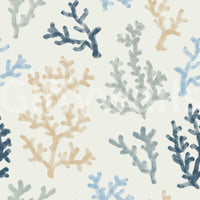 Painted Corals Wallpaper featuring navy and light grey sea motifs.
