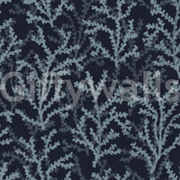 Dark gray painted wallpaper with contrasting light branching coral shapes.