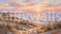 Dune Serenity at Golden Hour Wall Mural with painted sand and grass.