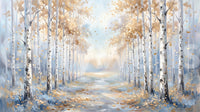 Golden seasonal forest wall mural featuring soft watercolor textures.