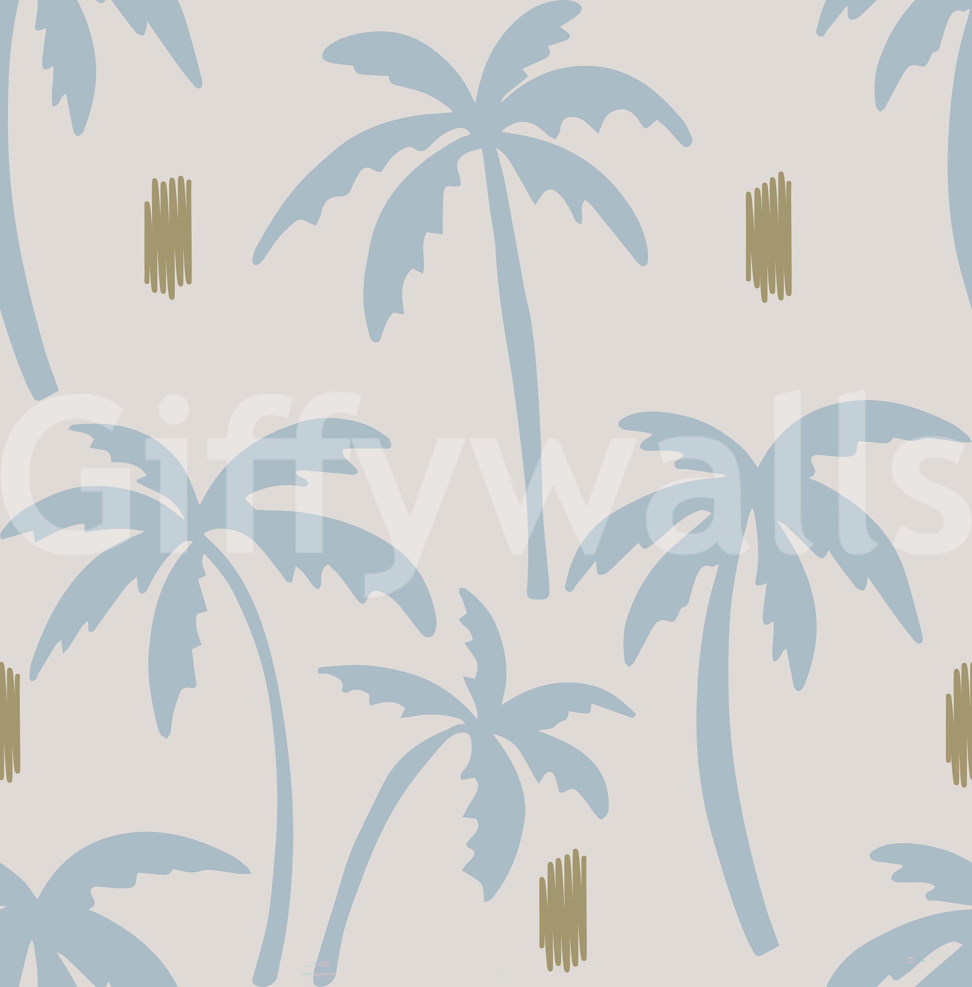 Two muted shades, sky blue and olive, running across boho coastal wallpaper., GD9900