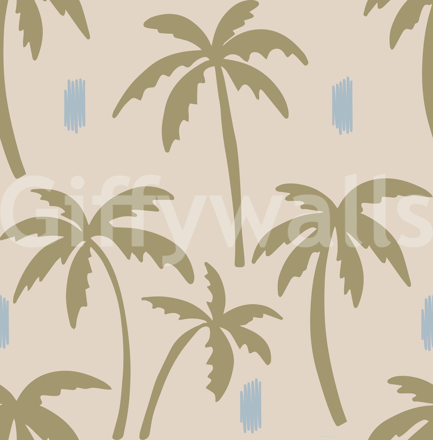 Layered scale of palms gives this olive boho wallpaper a relaxed tropical rhythm., GD9901
