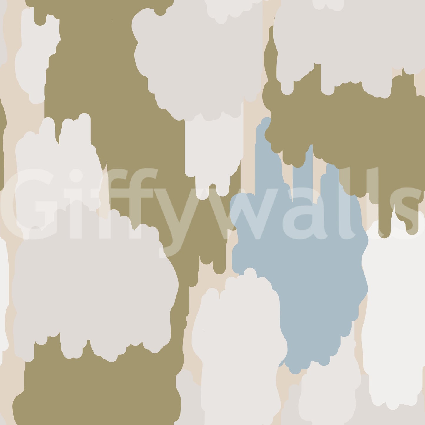 Boho coastal wallpaper in olive green carries a warm, watercolor-like rhythm., GD9905
