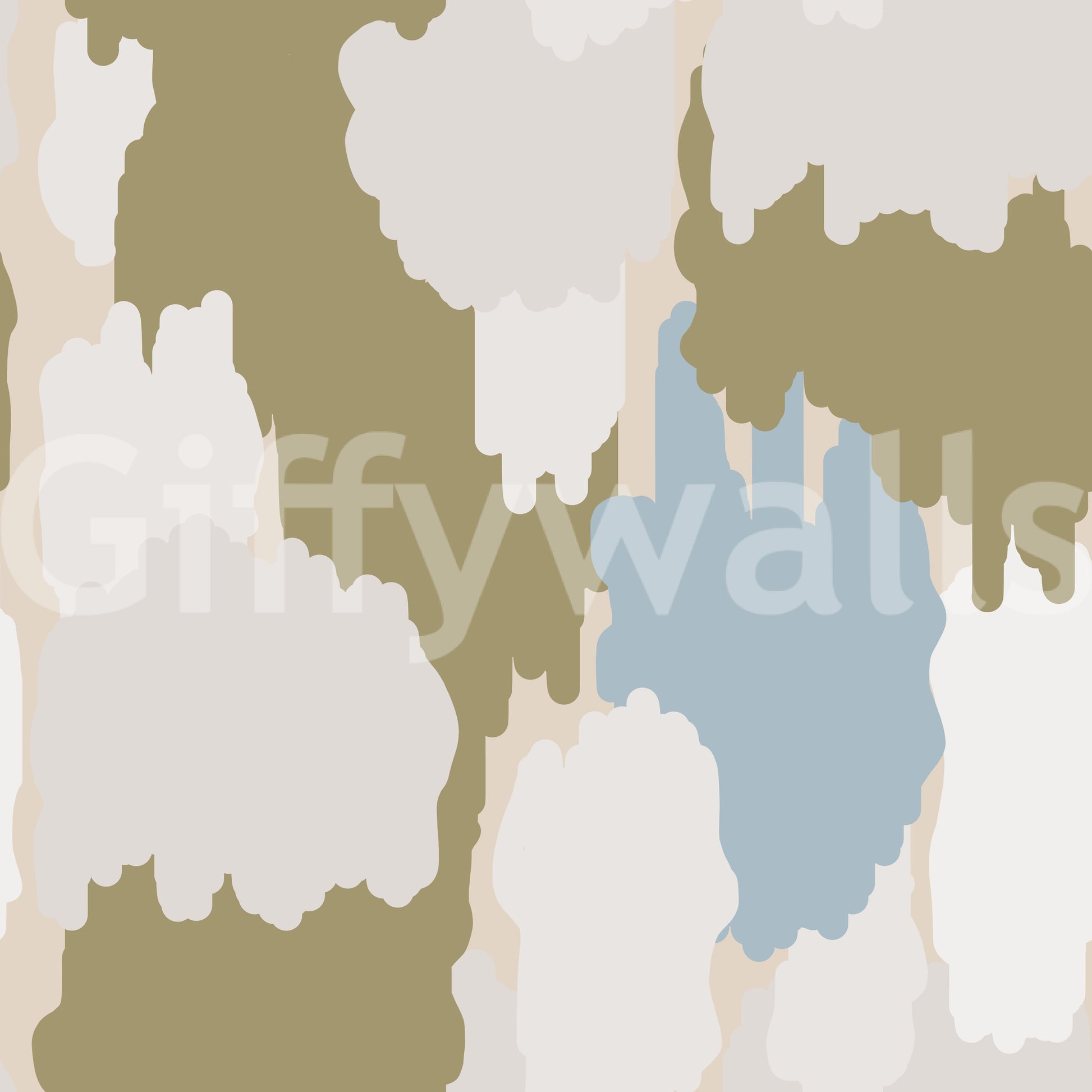 Boho coastal wallpaper in olive green carries a warm, watercolor-like rhythm., GD9905