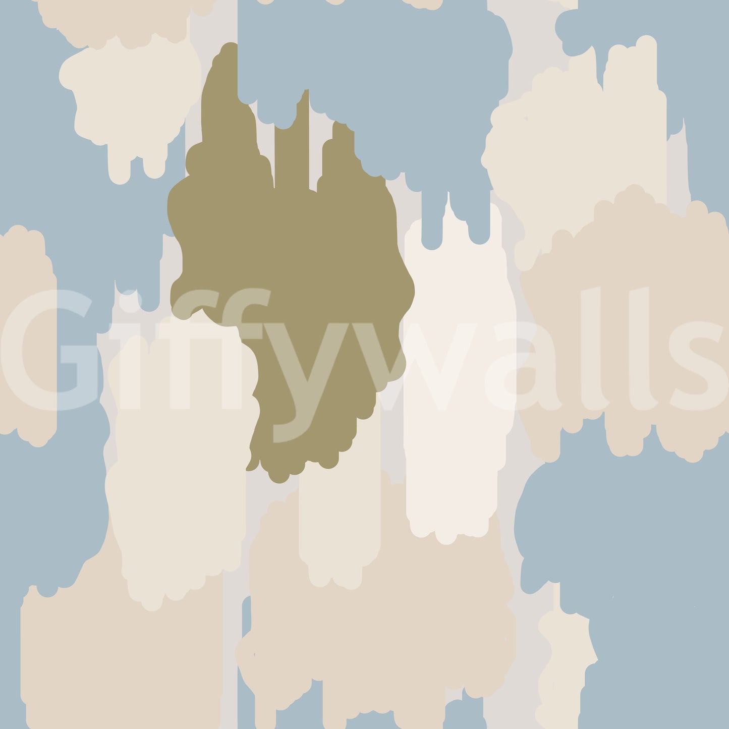 Each silhouette in this boho coastal wallpaper sits in soft, sun-bleached color.

