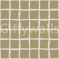 Earthy beige boho wallpaper showing a simple, irregular checked surface.
