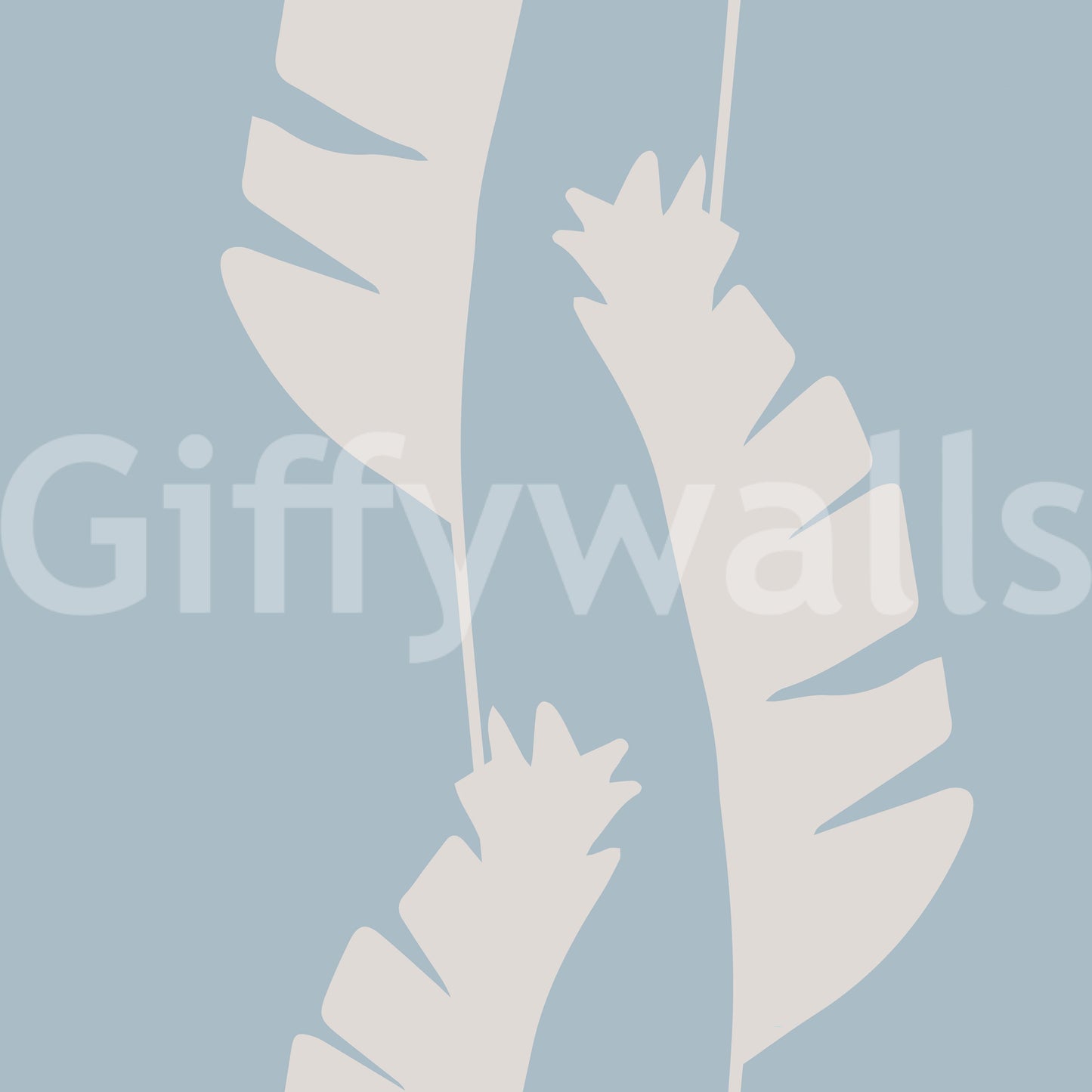 Close up of the Soft Blue Banana Leaf Boho Coastal Wallpaper, GD9917