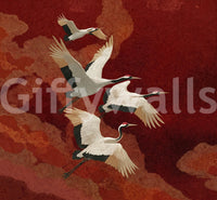 Traditional Asian style meets modern texture in this red Sky wall mural.