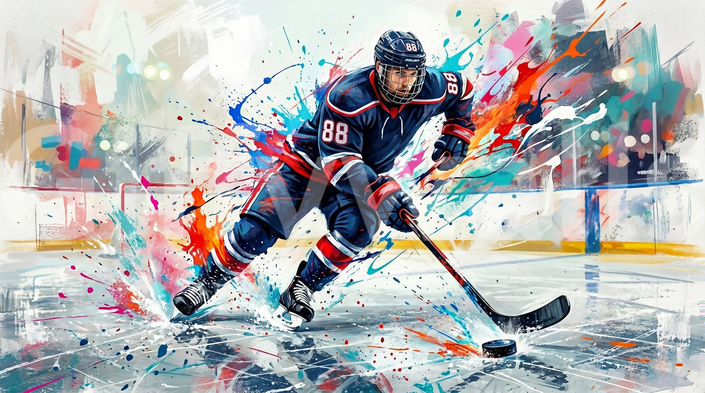 Smooth gliding motion emphasized by bold colors on this striking hockey wall mural., GD9923